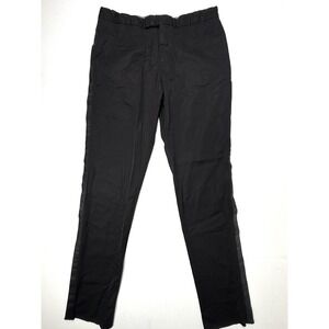 Emporio Armani Tux Trousers Pants Mens 50 30x33 Black Chino Stretch Raw Hem‎ EUC